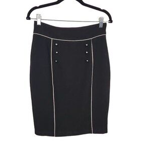 DE Collection Piping‎ Trim Pencil Skirt in Black - Size Small